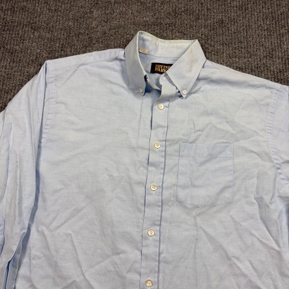 Irvine Park Mens Light Blue Long Sleeve Button Down Oxford Shirt Size 16.5 - Picture 2 of 9